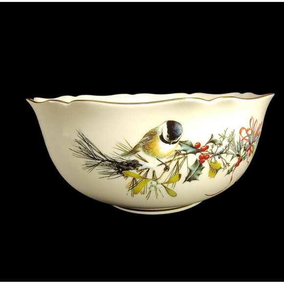 Lenox Winter Greetings Fine Ivory China Square Serving Platter & Bowl (1996) - Picture 3 of 11